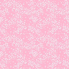 Cute floral pattern. Seamless vector pattern. Gentle template for fashion prints. Small white flowers for print. Pink background. Stock vector.