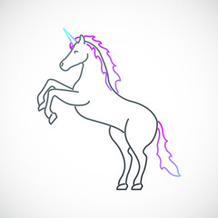 Fototapeta na wymiar Unicorn emblem in simple line style. Beautiful unicorn illustration. Vector art.
