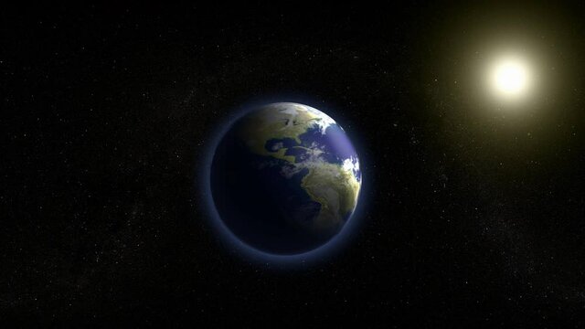 Illustration of planet Earth and the sun