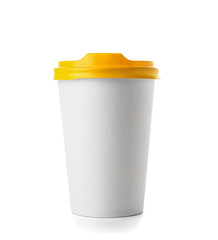Takeaway cup for coffee on white background