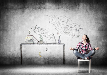 Young happy woman relaxing in room