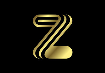 Golden capital letter Z. Graphic alphabet symbol for logo, Poster, Invitation. vector illustration