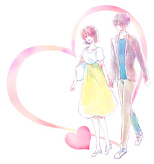 デートする男女の飾り