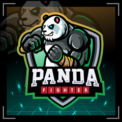 Panda fighter mascot. esport logo design