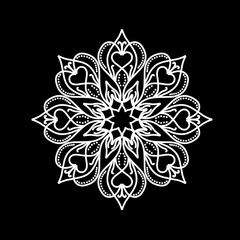 Unique Circular logo illustration. Mandala flat icon for your business. Ayurveda, spa, yoga company identity. Advertising or web startup zen symbol design. Moroccan tile style. Vector isolated sign.