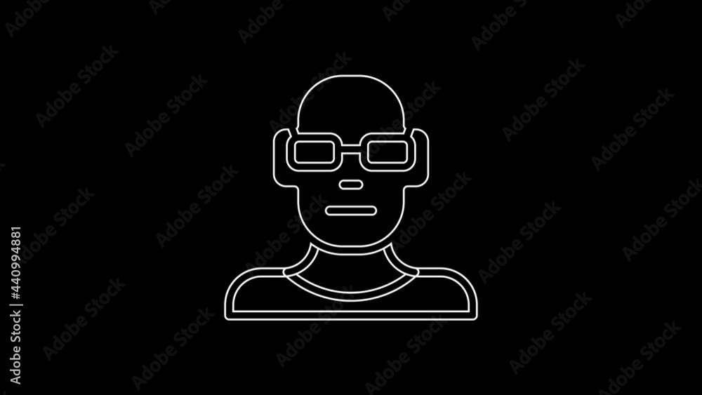 Wall mural white line poor eyesight and corrected vision with optical glasses icon isolated on black background