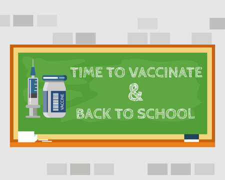 Time to vaccinate and back to school concept: Cartoon vetor style for your design.