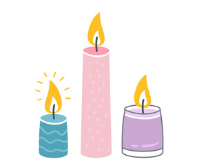 a set of paraffin candles for aroma in the house. flat vector illustration in cartoon style