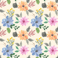 Vintage summer floral watercolor seamless pattern © tirtafloo