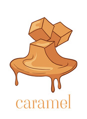 colored illustration with caramel in cartoon style