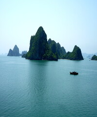 Beautiful view of the Island and the green trees with blue sea 