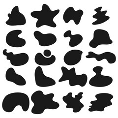 Blob shapes vector set. Random blotch, inkblot, stone silhouette, Ink stain. Organic abstract simple fluid splodge elemets.  isolated on white background. vector illustration