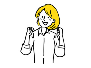 ガッツポーズ女性シンプルイラスト