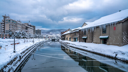 Hokkaido / Japan - February 16, 2019 : The Otaru Canal Fantastic Travel In Japan