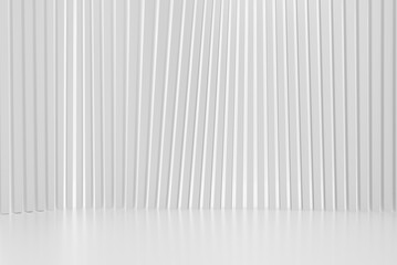 3D rendering minimal white wooden slats background.