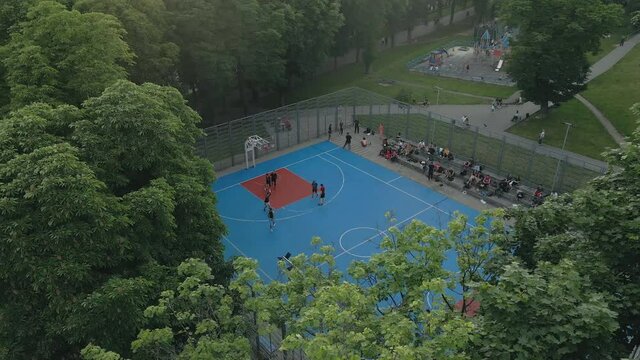 Overhead View Of Basketball Court At City Center