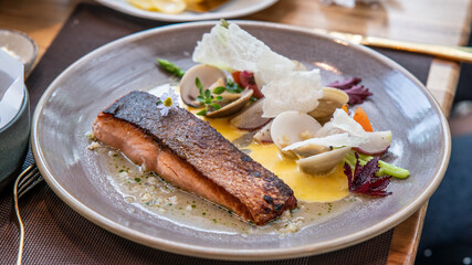 Salmon Steak With Luscious Garlic Butter Sauce