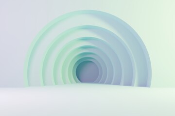Obraz premium Pastel mint background arch tunnel 3d illustration