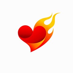 Fire love logo, fire with love element