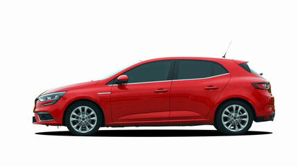 Red car on white background, side view - 441000207