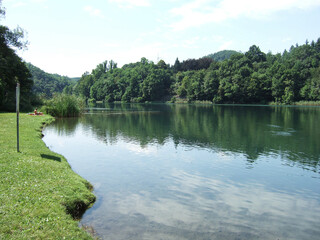 Il fiume Adda a Villa d'Adda, in provincia di Bergamo.