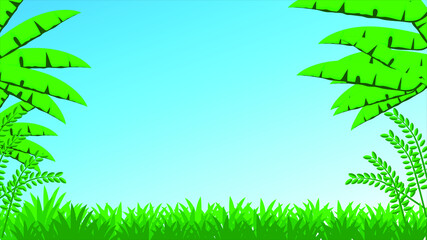 Forest background vector cartoon illustration. For background, website and mobile, printing.