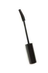 Black mascara wand isolated on white background