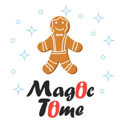 red striped Christmas and New Year's minimal simple postcard with gingerbread man and space for your text.