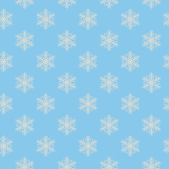 Christmas seamless blue pattern with snowflakes. wrapping paper, fabric print, greeting cards design