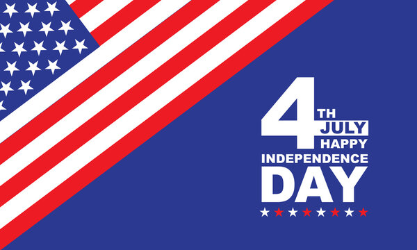 4th July Independence Day United State of America flag overlap on blue design for holiday celebration background vector illustration.