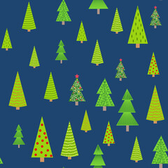 Seamless Christmas background with decorative Christmas tree