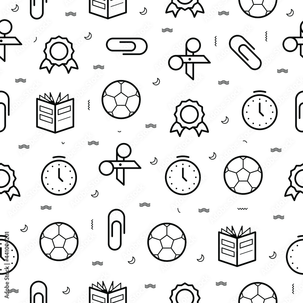 Poster seamless pattern elements hand drawn collection college school study vector design style background 