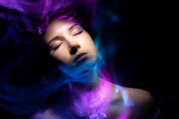 lightpainting portrait, new art direction, long exposure photo without photoshop, light drawing at long exposure	
