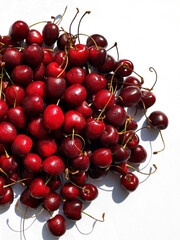 Naklejka na ściany i meble Cherry isolated. Cherry on white. Cherries. Cherry background. Cherries flat design