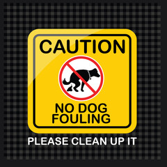 Caution, No Dog Fouling, sign vector