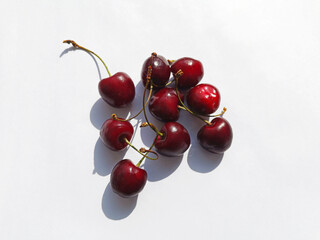 Cherry isolated. Cherry on white. Cherries. Cherry background. Cherries flat design