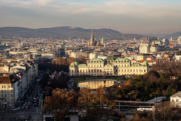 Belvedere mit Innenstadt Wien von Oben