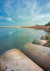 Meeting point of Freshwater (River) and Saltwater (Sea) at Kanyakumari, Tamil Nadu.