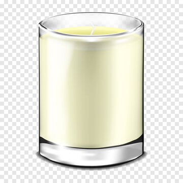 Glass Jar Candle On Transparent Background. Vector Illustration