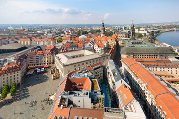 Fototapeta na wymiar Aerial view of Neumarkt ( New Market ) located in the historic city center, Dresden, Germany