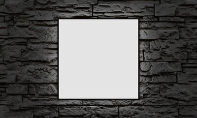 stone brick wall background photo frame 3d rendering