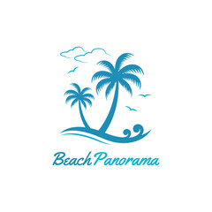 Fototapeta na wymiar Beach panorama icon logo vector design