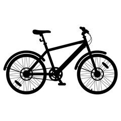 Fototapeta premium Black silhouette of retro bicycle, bike, cycle isolated on white background. Vector illustration for design, flyer, poster, banner, web, advertising.