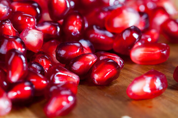 red and ripe fruit pomegranate with red grains
