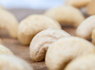 beautiful bent cashew nuts, fresh raw cashew