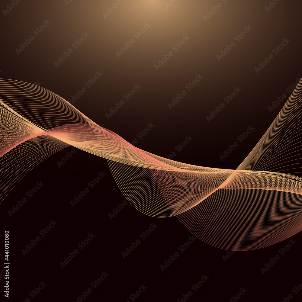 Aufkleber swaying wavy lines abstract wave background brown abstract shiny golden wavy design element
