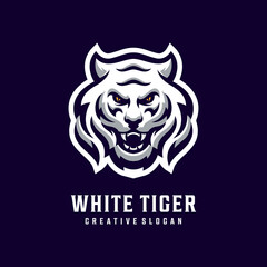 Awesome White Tiger Head Logo Template