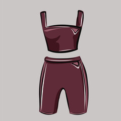 A set of top and leggings for sports. Sportswear, aerobics, fitness. Basic wardrobe. Isolated vector objects.