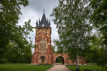 pavilion Chapelle Tower in the Alexander Garden in the city of Pushkin in the summer