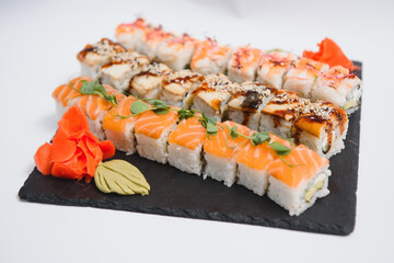 Japanese Cuisine - Sushi Roll on a white background